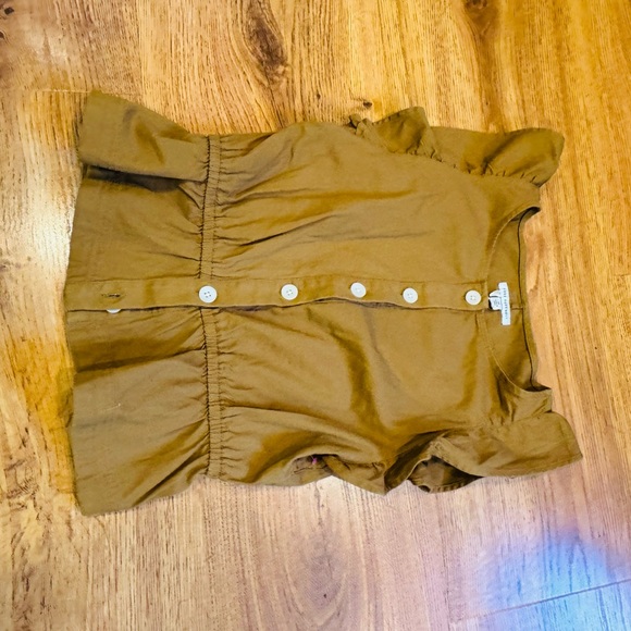 Women's Free Assembly Short Flutter Sleeve Waisted Top Brown Medium - Picture 3 of 5